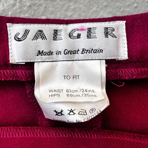 Jaeger Womens High-Waisted Pleated 100% pure Wool Trousers XS Fuchsia Pink 80's - Picture 4 of 13